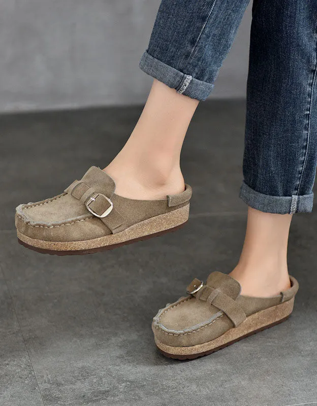 Handmade Real Leather Suede Clogs Slippers