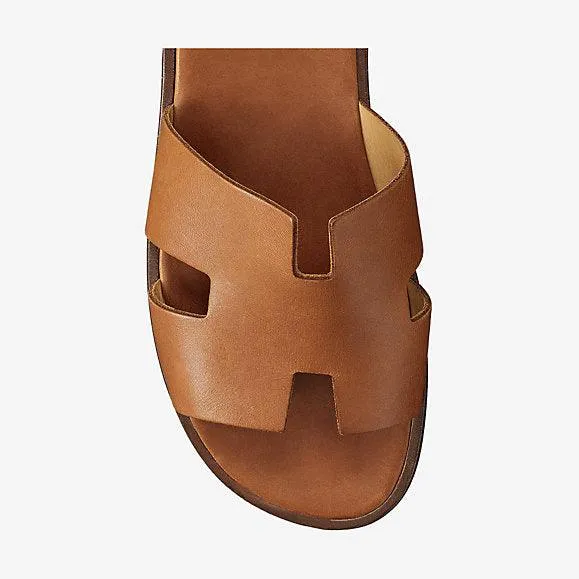 Hermes Paris Men Sandals Izmir Veau Brown