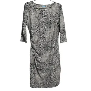 J McLaughlin Black &amp; White Spotted Print Catalina Cloth 3/4 Sleeve Dress L