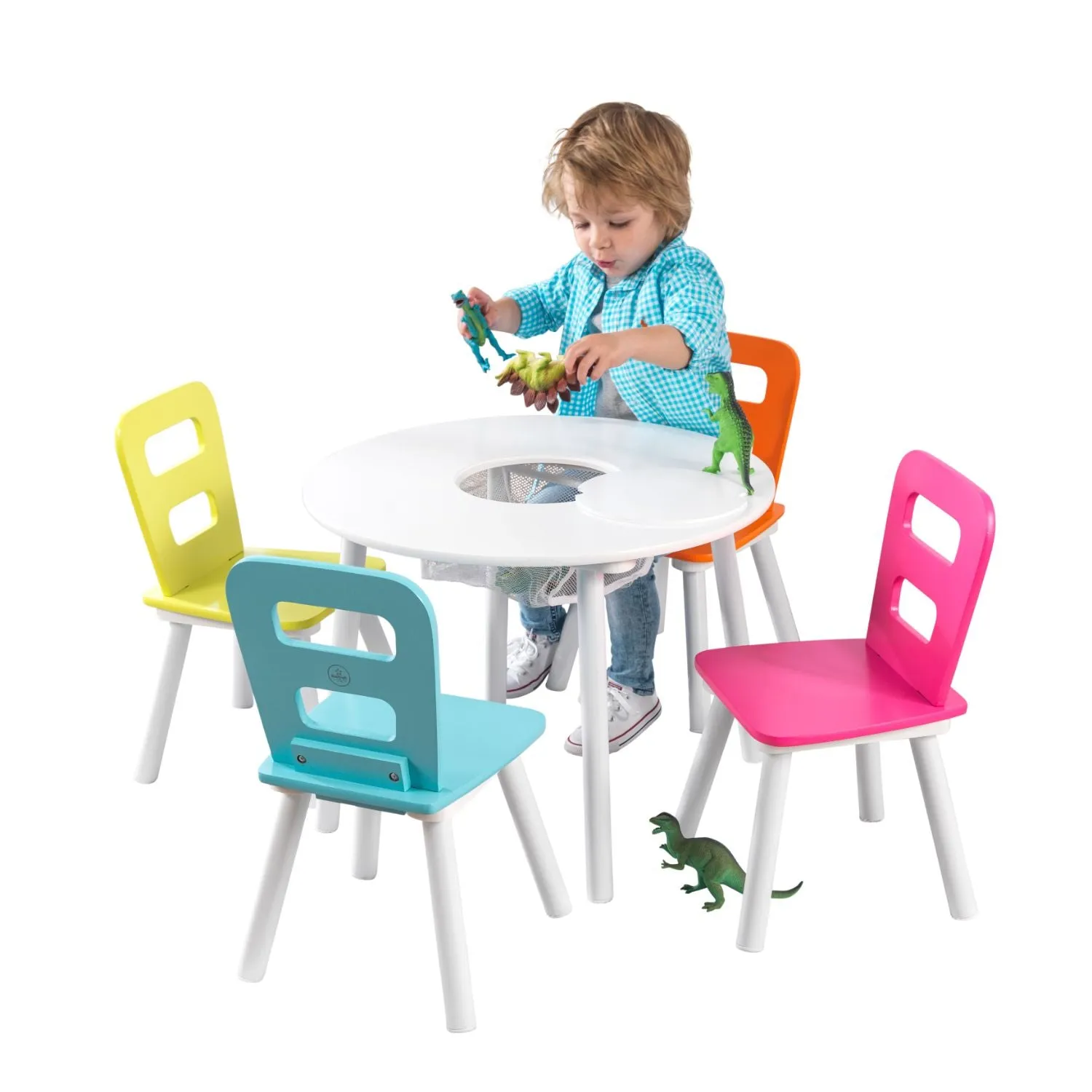 KidKraft Round Storage Table & 4 Chair Set - Highlighter