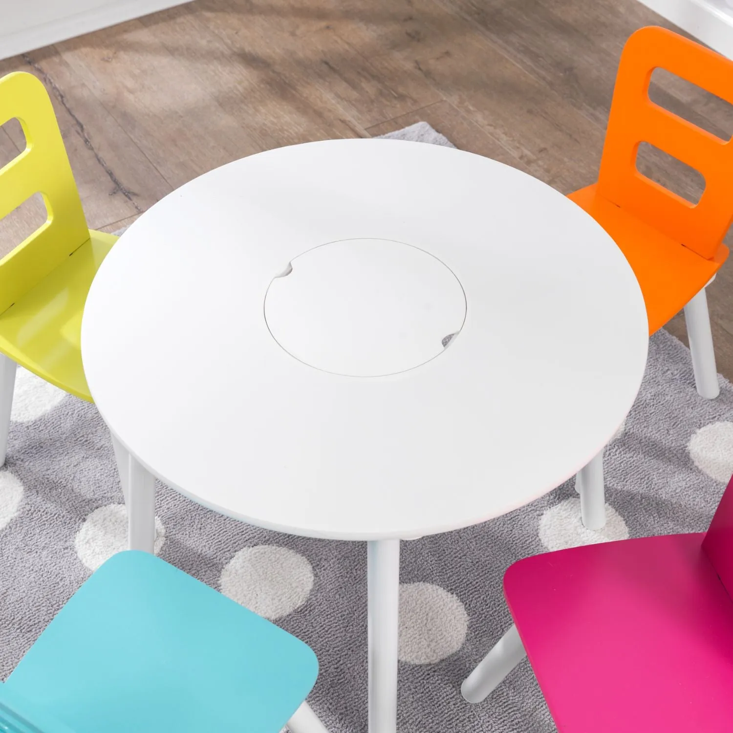 KidKraft Round Storage Table & 4 Chair Set - Highlighter
