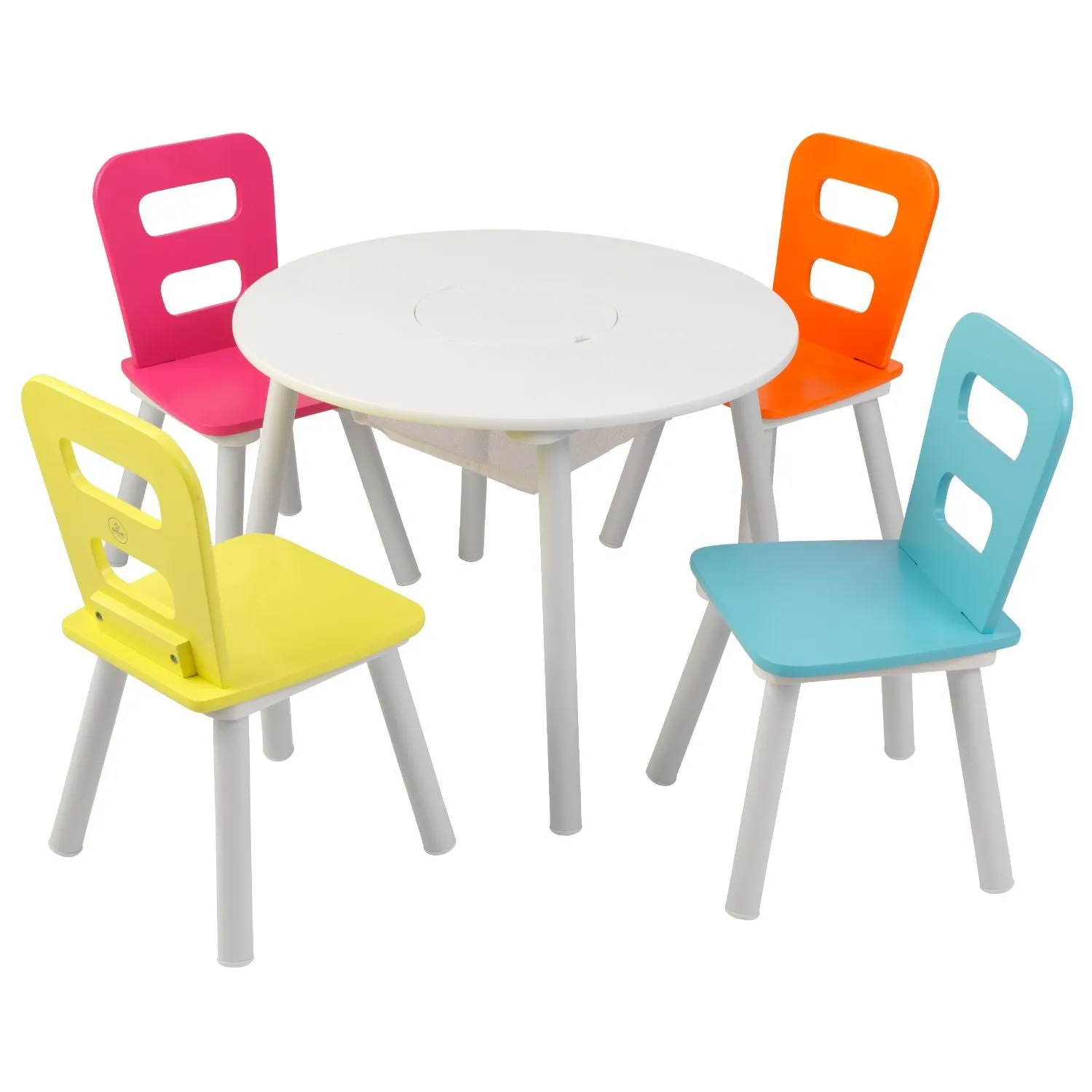 KidKraft Round Storage Table & 4 Chair Set - Highlighter