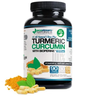 Large 1650 mg - Turmeric Curcumin (95% Standardized Curcuminoids) with Ginger Root and BioPerine Black Pepper Extract - for Superior Absorption and Tumeric Bio-Availability – Anti-Inflammatory Support