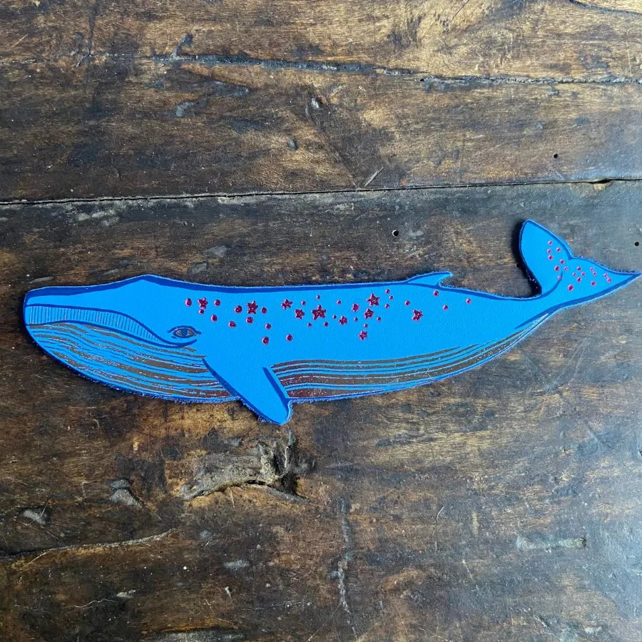 Leather bookmark - Whale