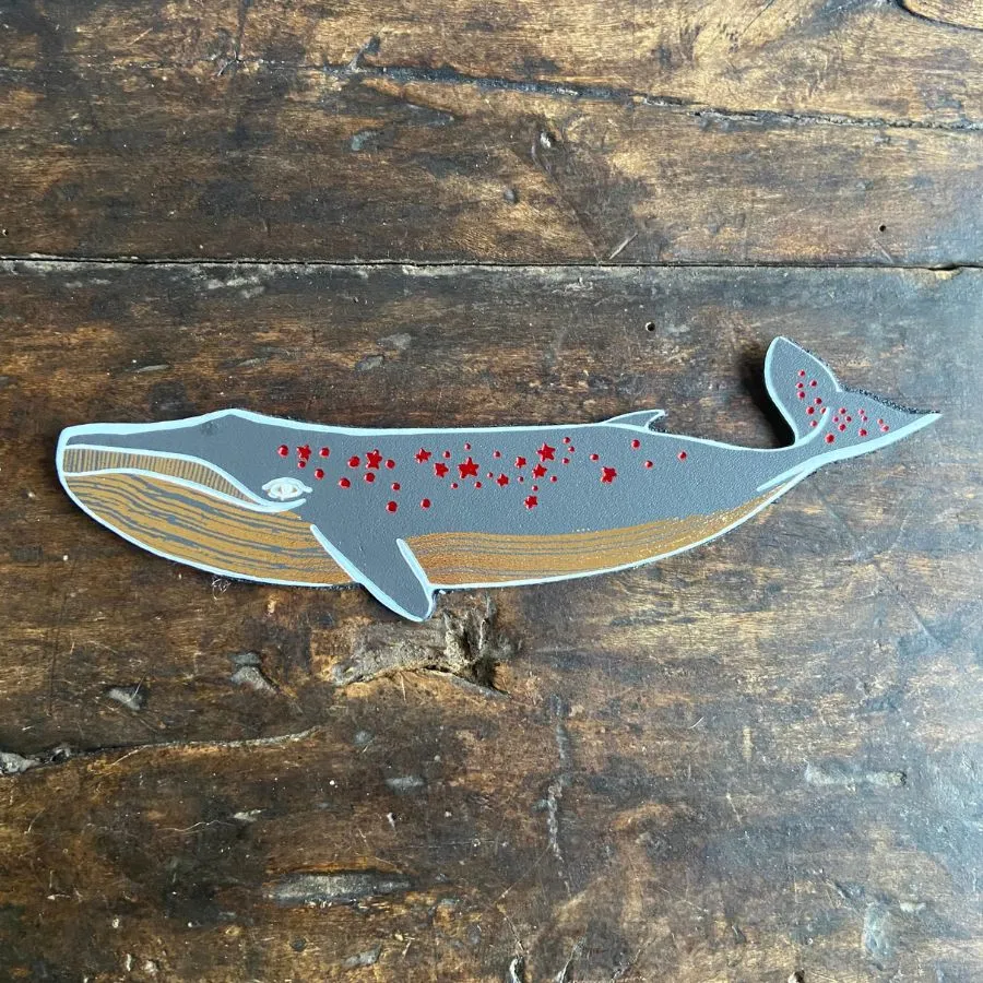 Leather bookmark - Whale