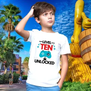Level Ten Unlocked - 10th Birthday T-Shirt for Kids