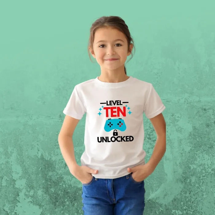 Level Ten Unlocked - 10th Birthday T-Shirt for Kids