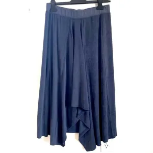 Lilla P Terry Cloth Waterfall Asymmetric Hemline Midi Skirt in Blue Size…