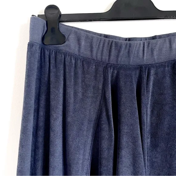 Lilla P Terry Cloth Waterfall Asymmetric Hemline Midi Skirt in Blue Size…