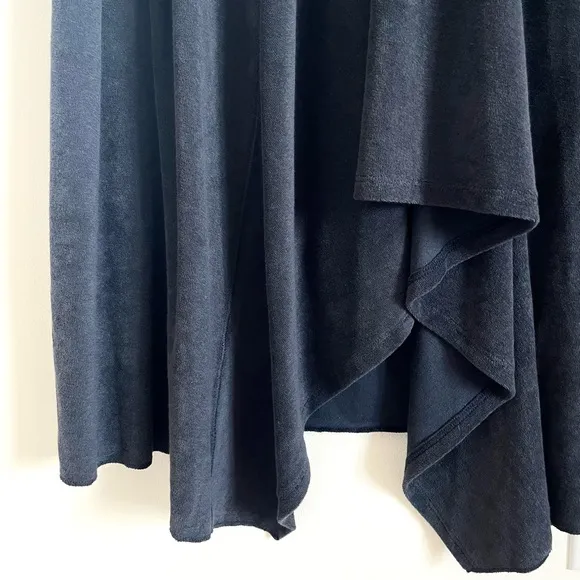 Lilla P Terry Cloth Waterfall Asymmetric Hemline Midi Skirt in Blue Size…