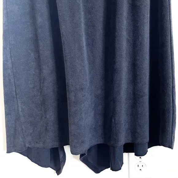 Lilla P Terry Cloth Waterfall Asymmetric Hemline Midi Skirt in Blue Size…