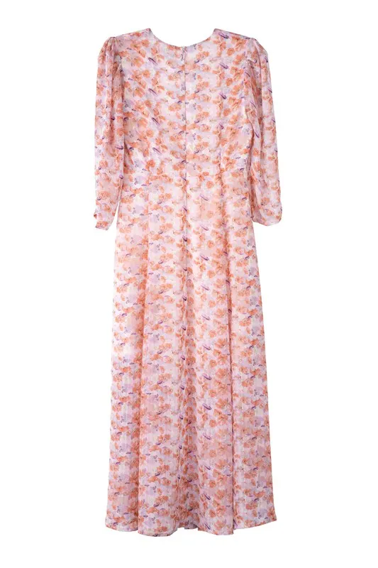 Lilou Floral Print V neck maxi dress