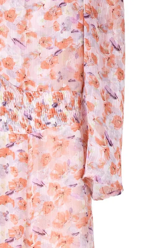 Lilou Floral Print V neck maxi dress