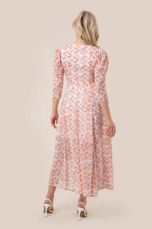 Lilou Floral Print V neck maxi dress