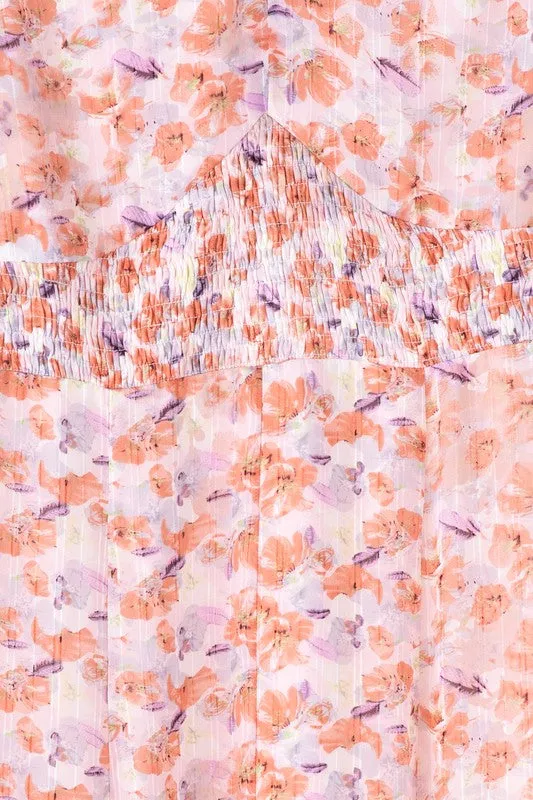 Lilou Floral Print V neck maxi dress