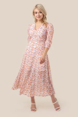Lilou Floral Print V neck maxi dress