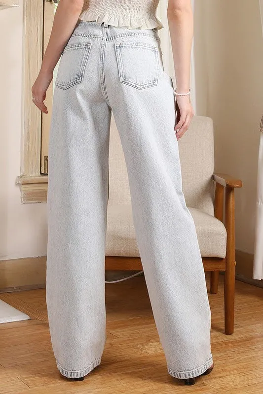 Lilou High Waist Relaxed Straight Leg Denim Pant