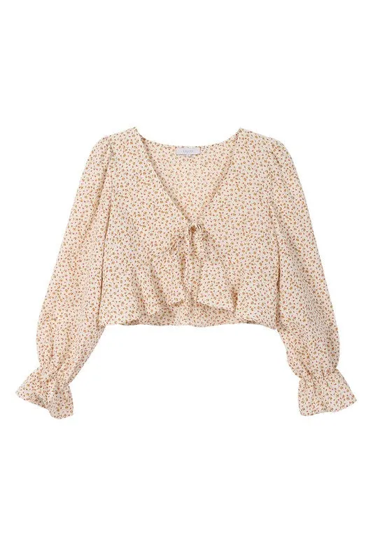 Lilou LS floral frill blouse
