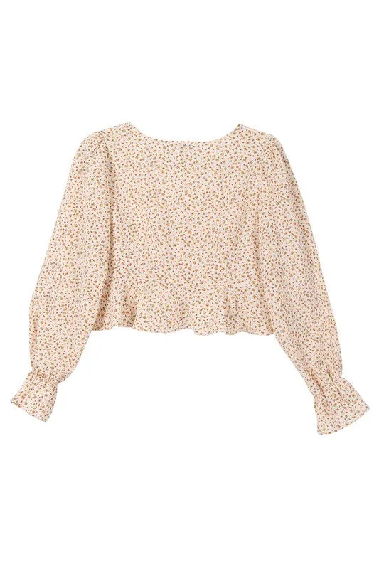 Lilou LS floral frill blouse