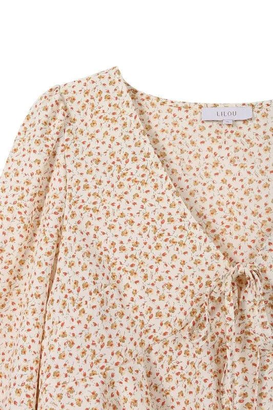 Lilou LS floral frill blouse