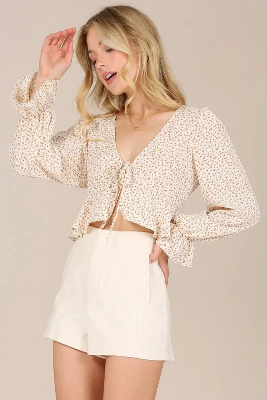 Lilou LS floral frill blouse