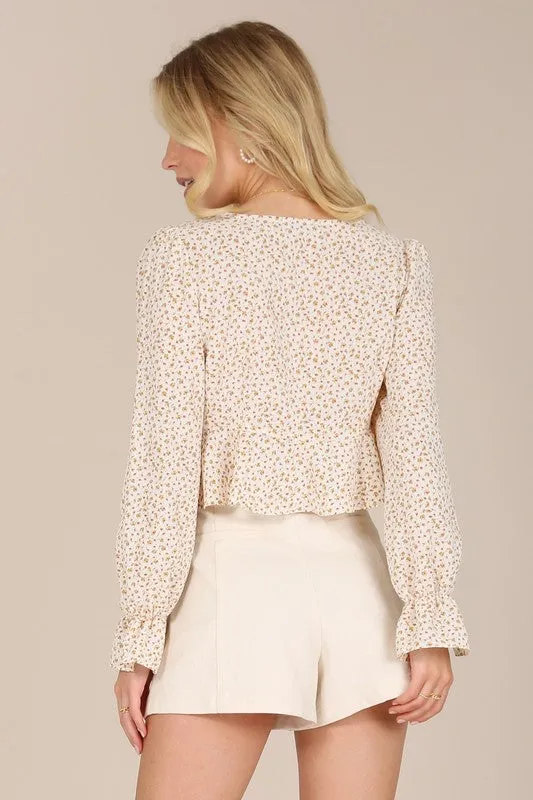 Lilou LS floral frill blouse