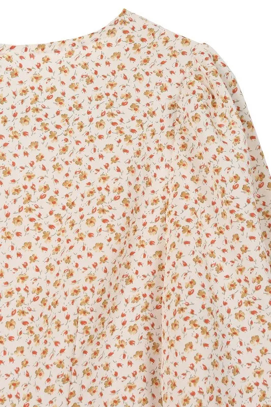 Lilou LS floral frill blouse