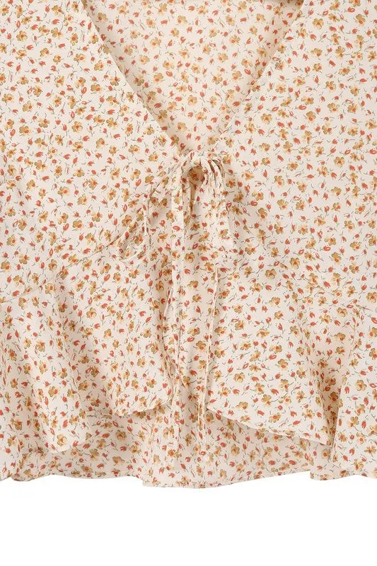 Lilou LS floral frill blouse