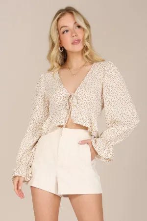 Lilou LS floral frill blouse