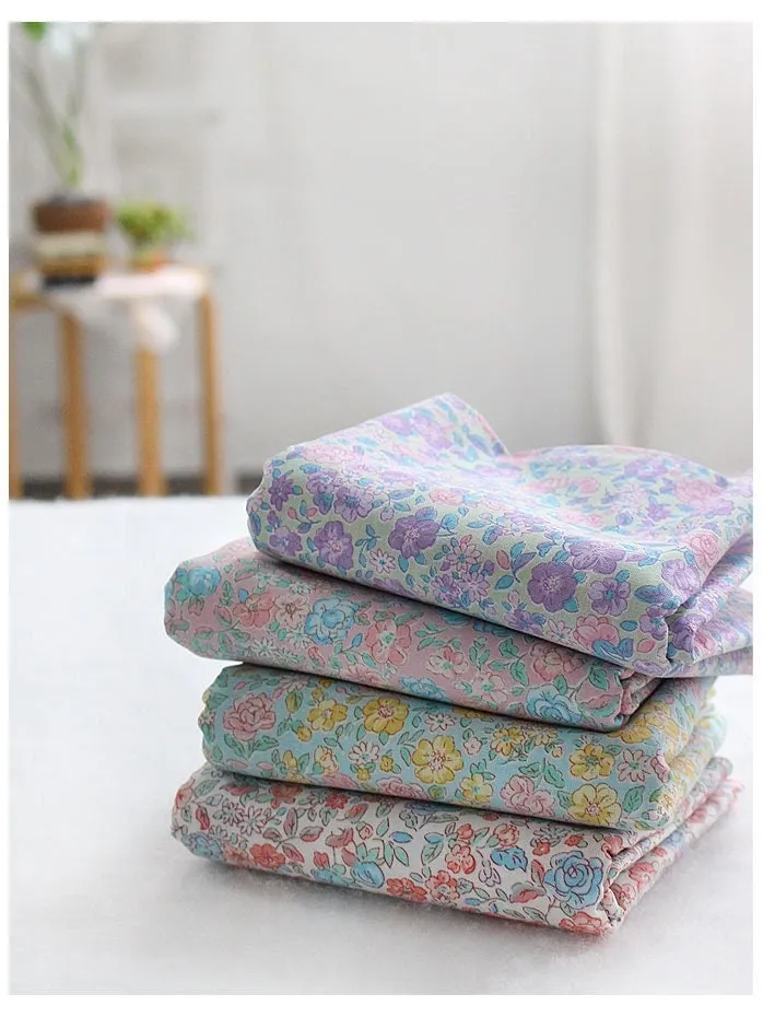 Little Roses Cotton Fabric - In 4 Colors - Quality Korean Fabric By the Yard / 54777
