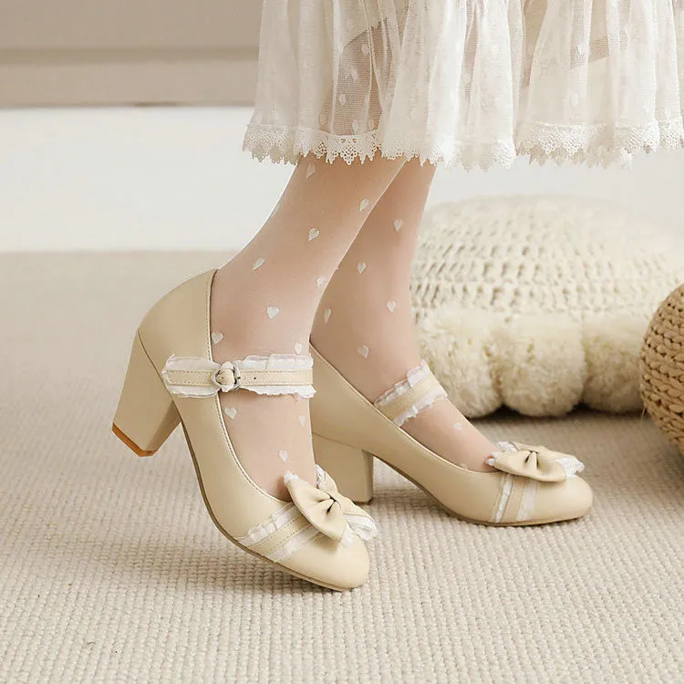 Lolita Lace Bow Heels Shoes