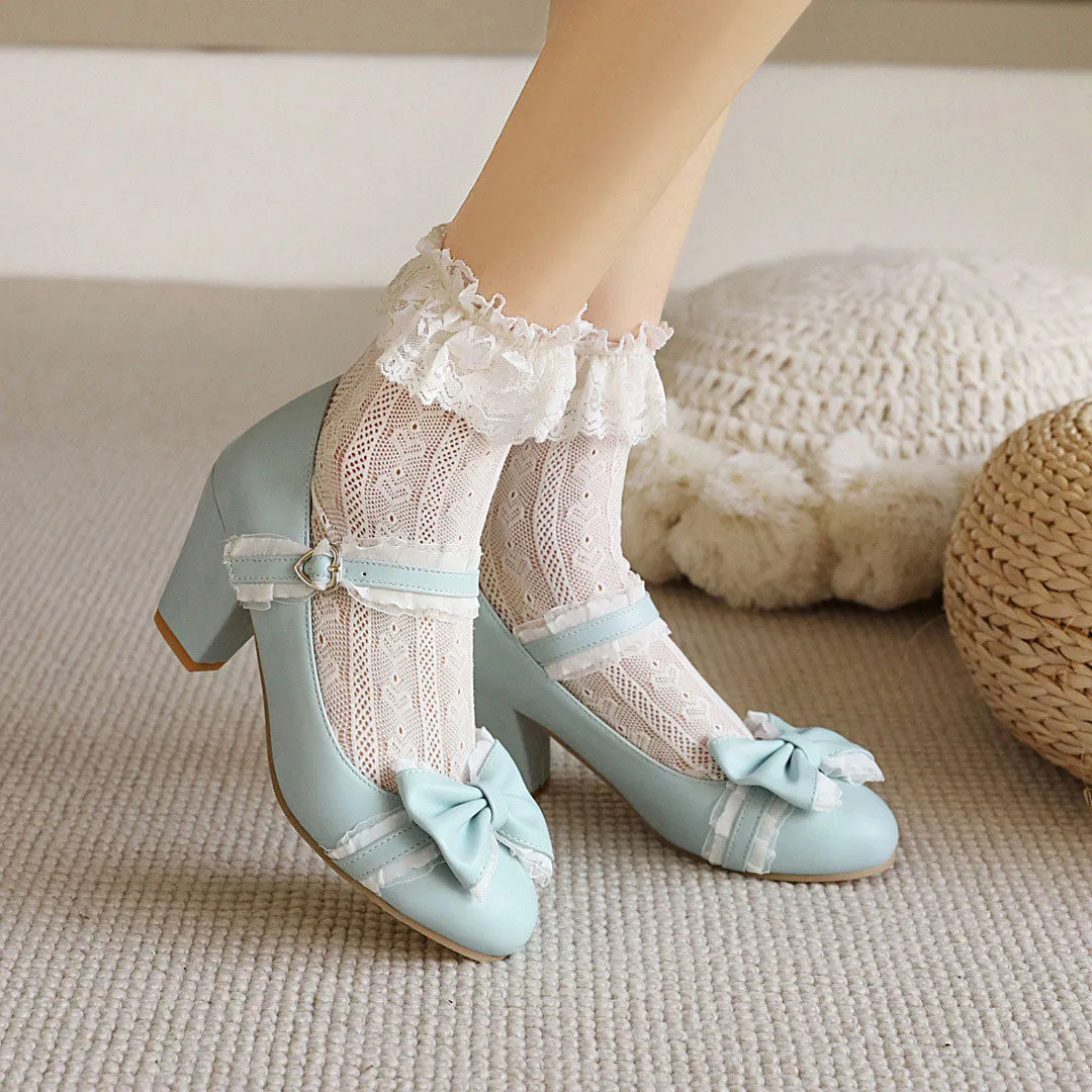 Lolita Lace Bow Heels Shoes