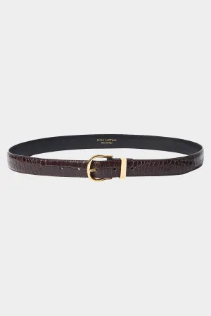 Louise Croc Embossed Leather Belt in Dark Brown