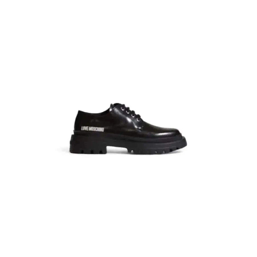 Love Moschino Women's Black Lace-Up Shoes in Leather and Polyurethane