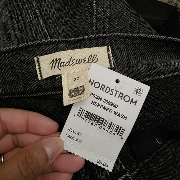 Madewell Black Raw Hem Mid Rise Denim Midi Skirt