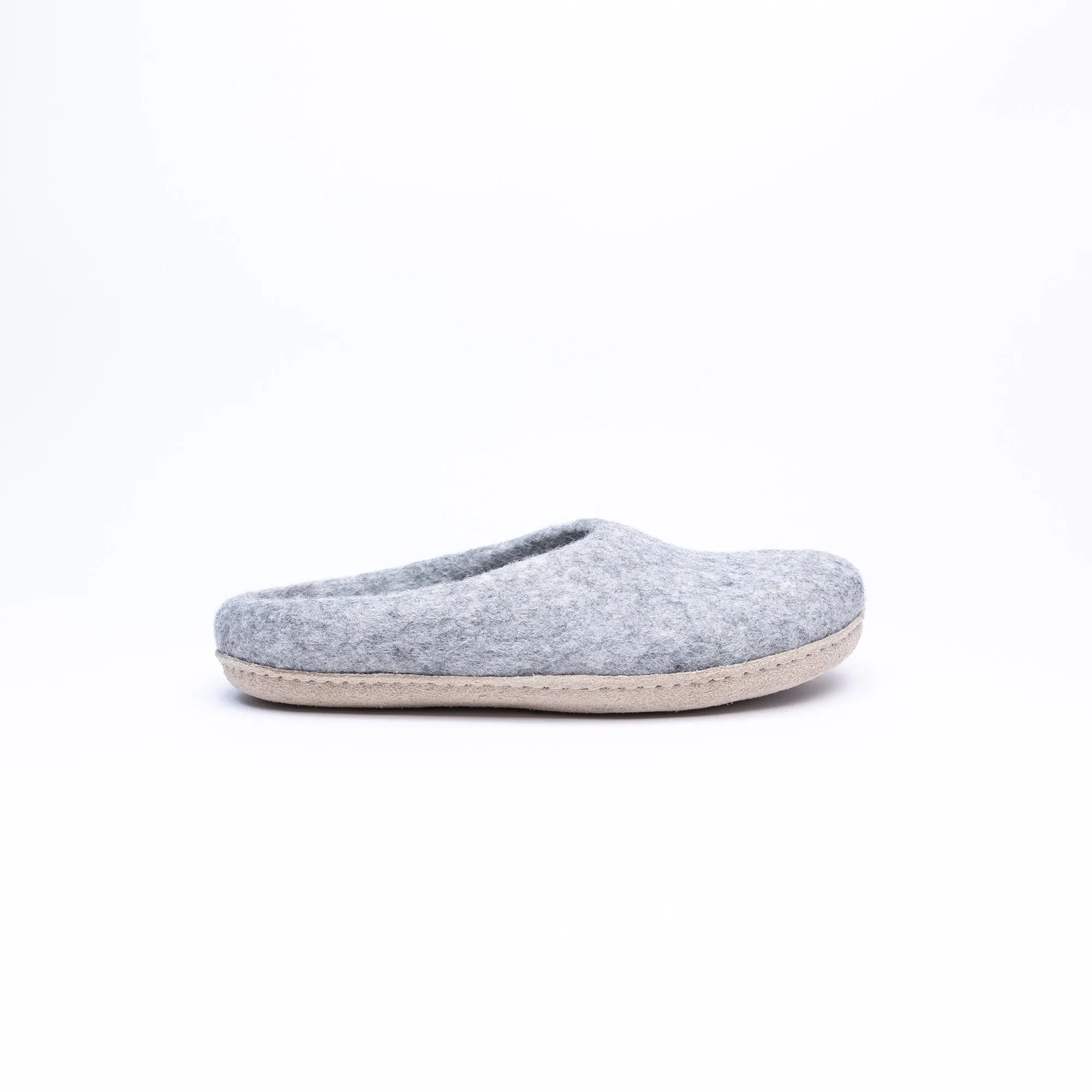 Marbled Light Grey Wool Felt Slipper for Men & Women