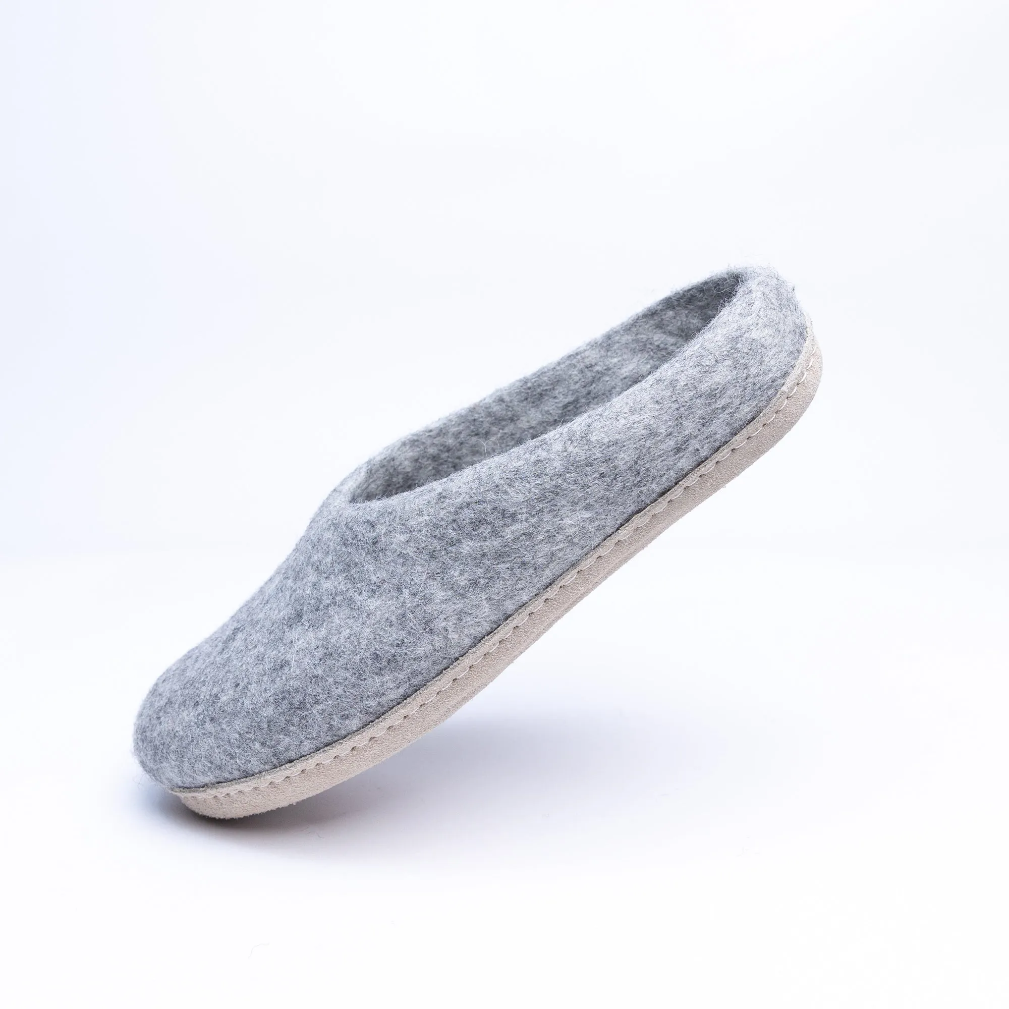 Marbled Light Grey Wool Felt Slipper for Men & Women