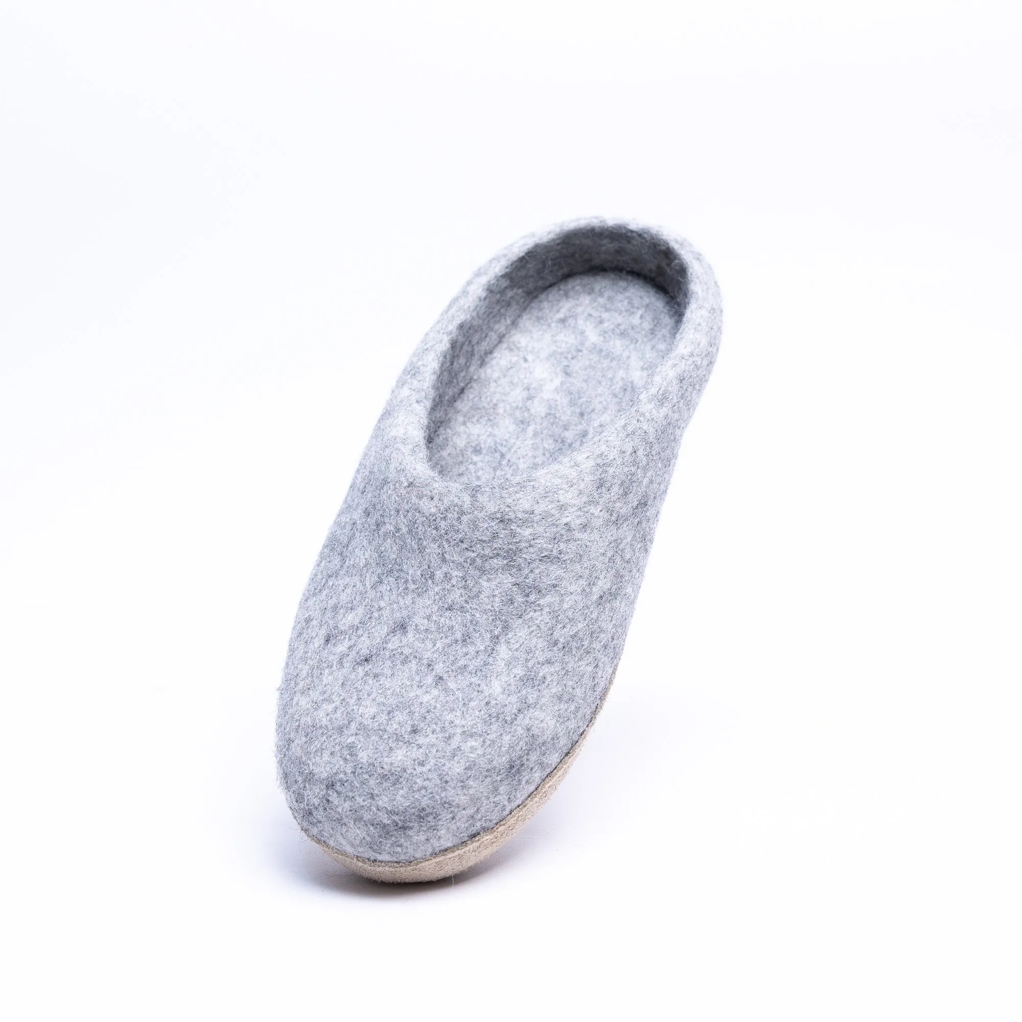 Marbled Light Grey Wool Felt Slipper for Men & Women