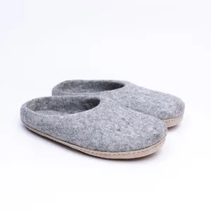 Marbled Light Grey Wool Felt Slipper for Men & Women