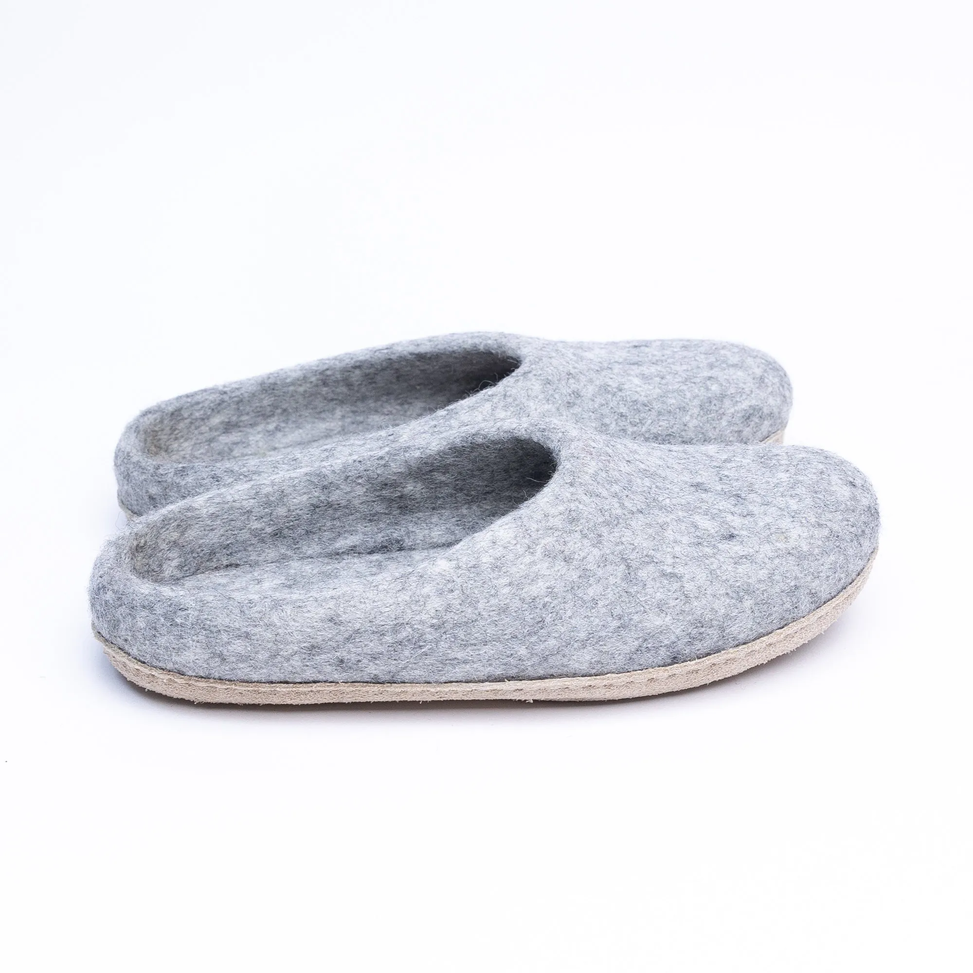 Marbled Light Grey Wool Felt Slipper for Men & Women