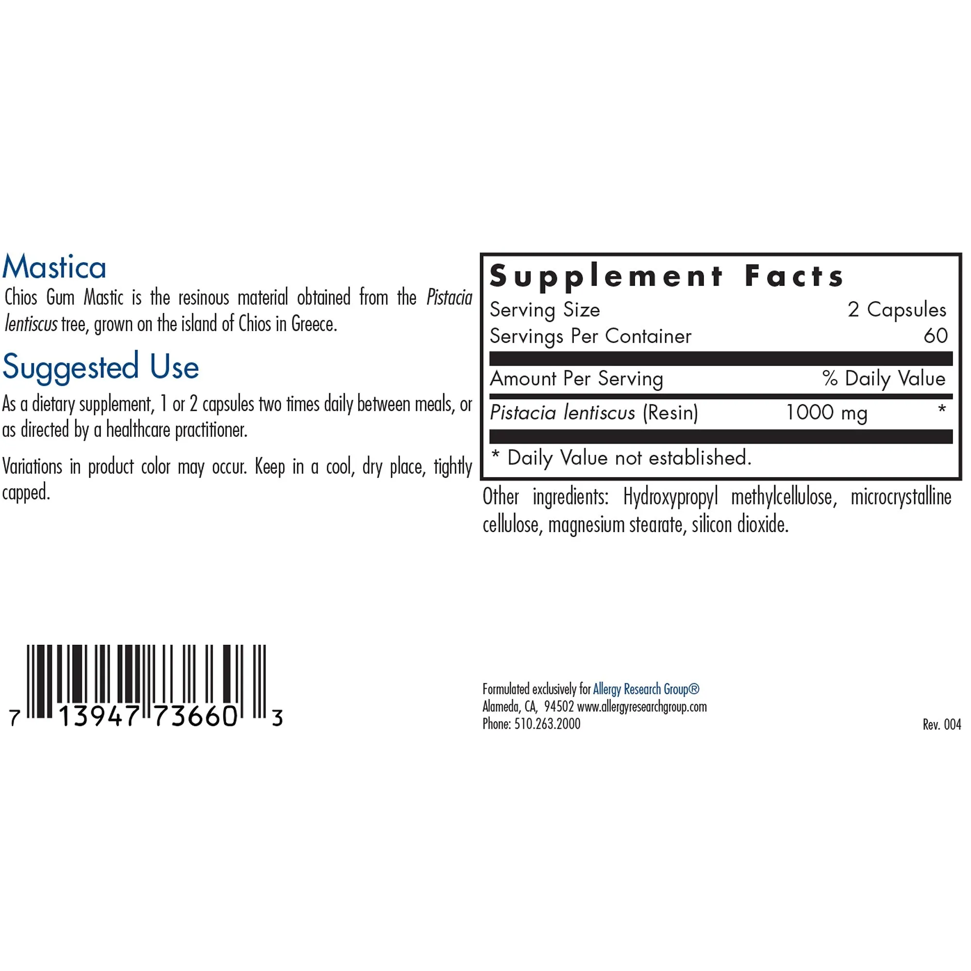Mastica (Chios Gum Mastic) 500mg