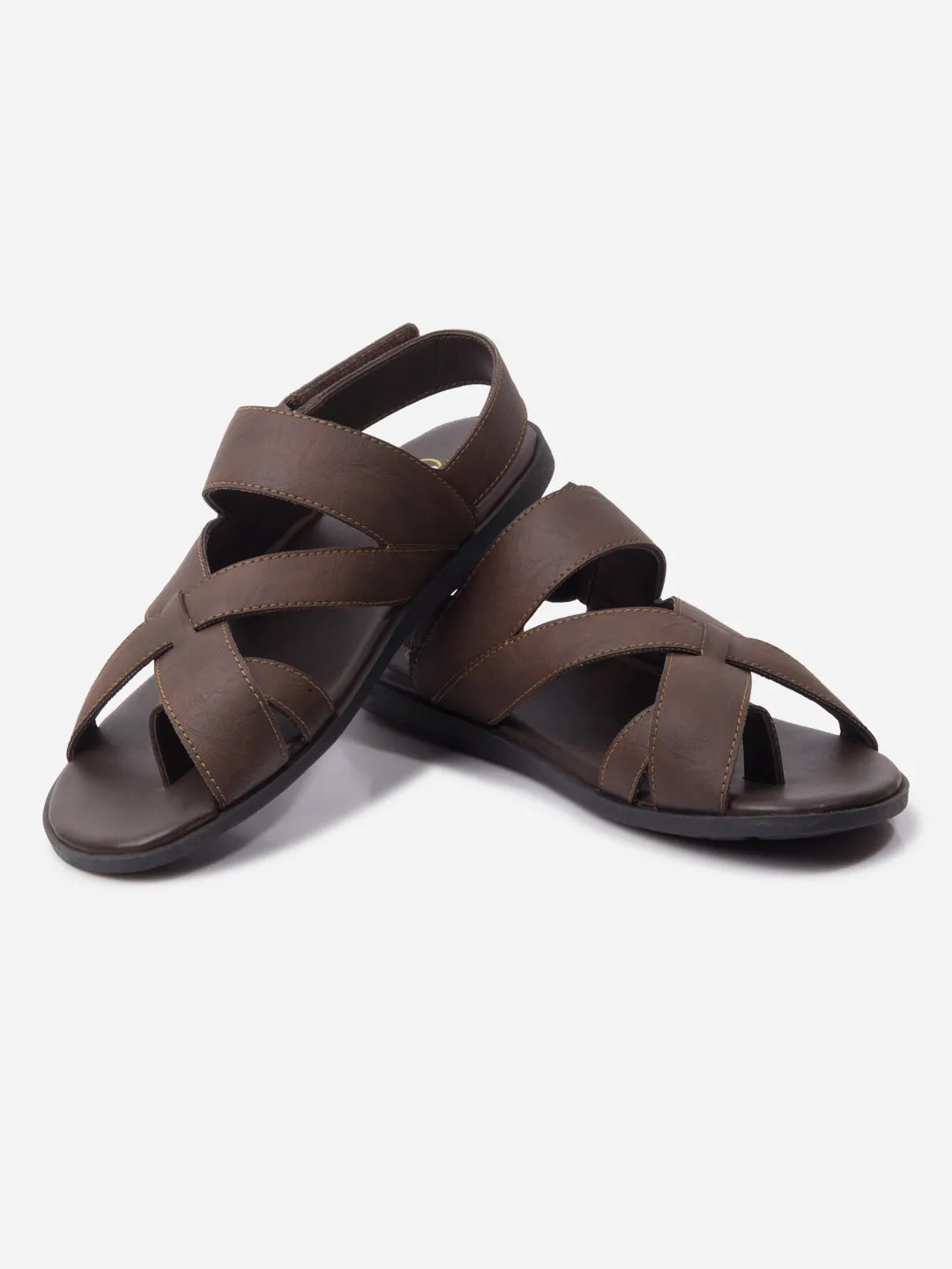 Men's Brown Cross Strap Casual Sandals (IX5017)