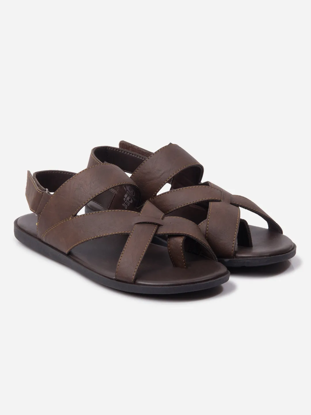 Men's Brown Cross Strap Casual Sandals (IX5017)