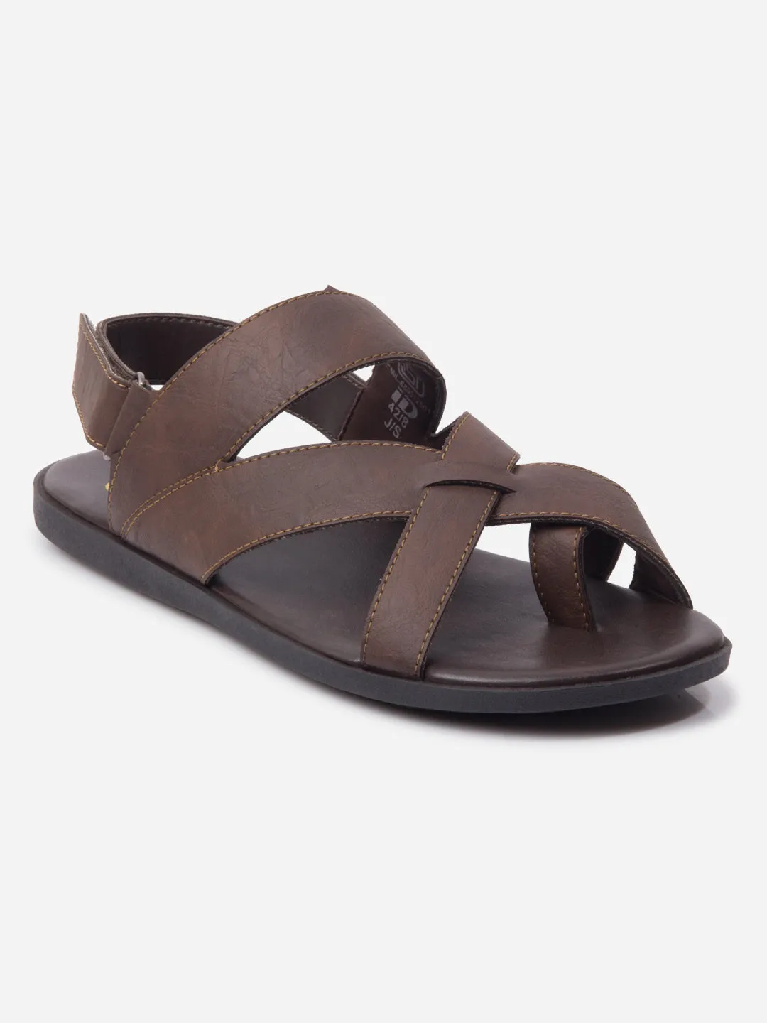 Men's Brown Cross Strap Casual Sandals (IX5017)