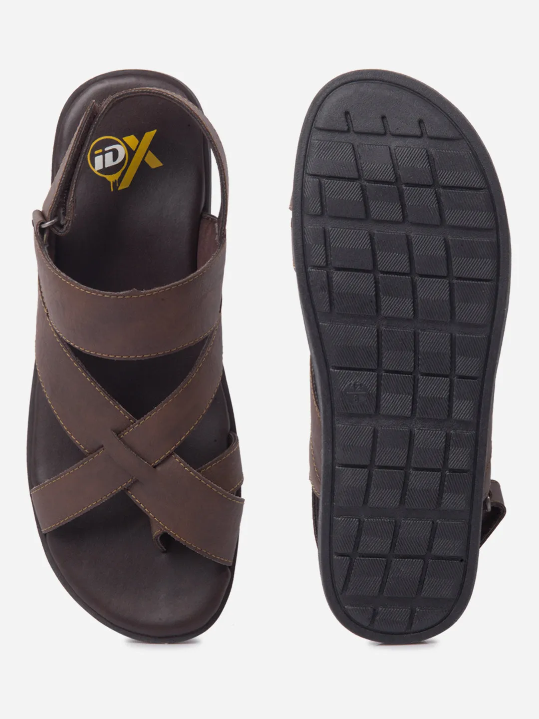 Men's Brown Cross Strap Casual Sandals (IX5017)