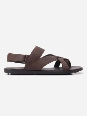 Men's Brown Cross Strap Casual Sandals (IX5017)