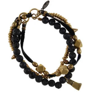 Mens Multi Bead Deerskin Leather Bracelet with Single Glove Pendant Charm