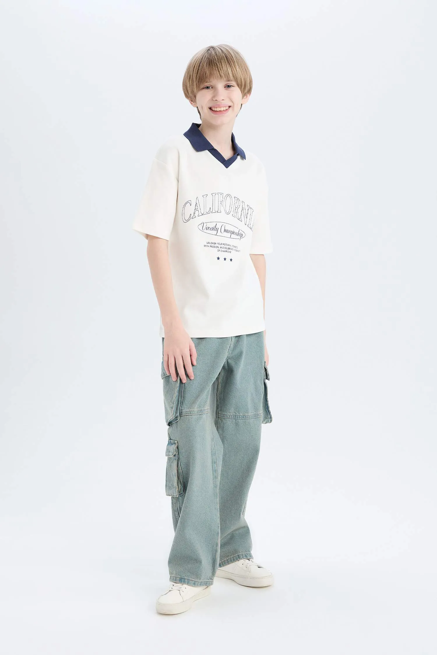 Men's Oversize Wide Mold Printed Short Sleeve Polo T-Shirt