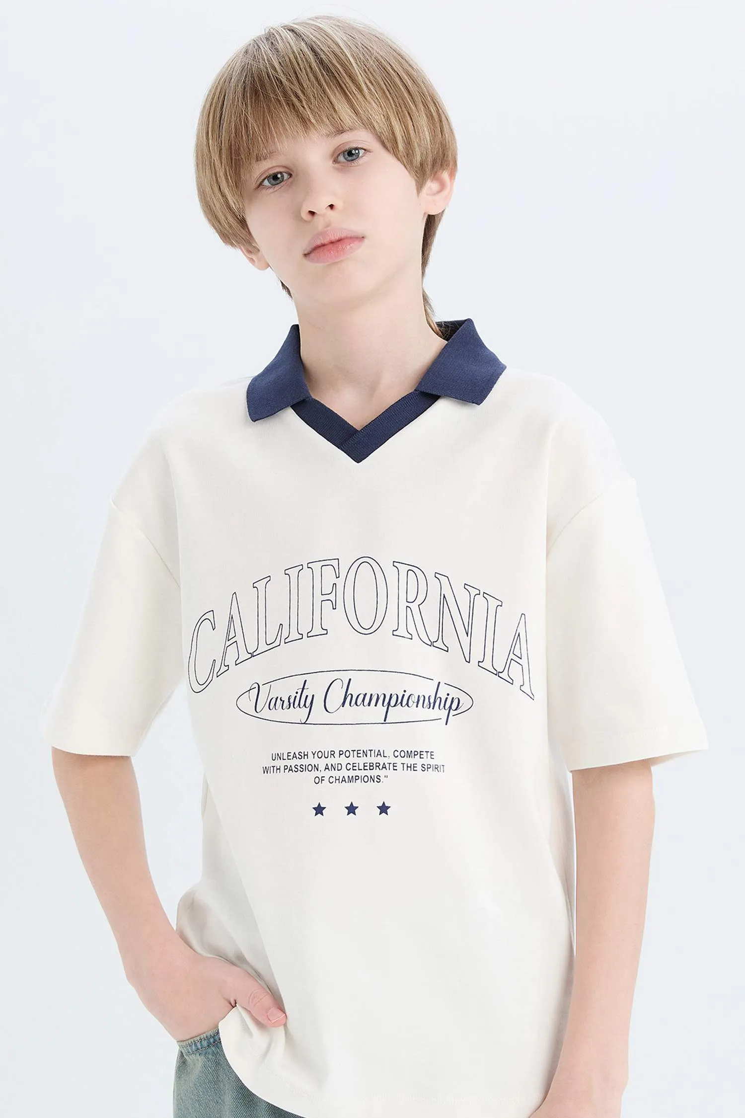 Men's Oversize Wide Mold Printed Short Sleeve Polo T-Shirt