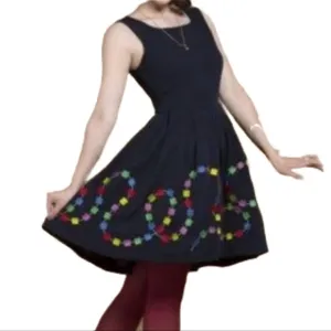 ModCloth womens 1X navy blue colorful squares sleeveless pocket plus Bea Dot